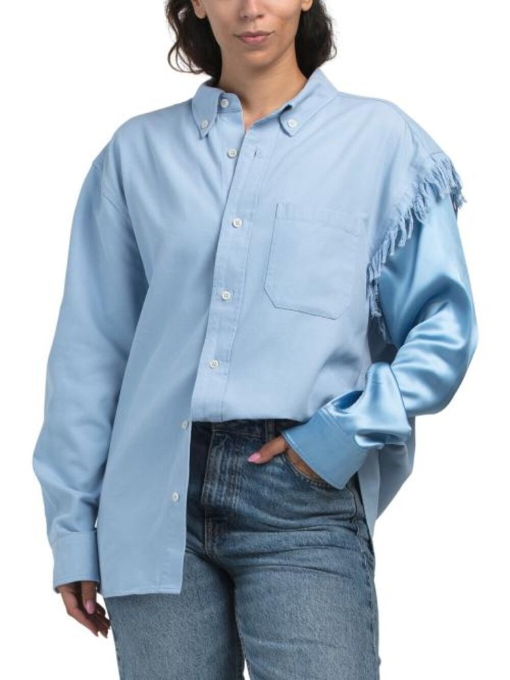 AREA Deconstructed Satin Oxford Shirt
